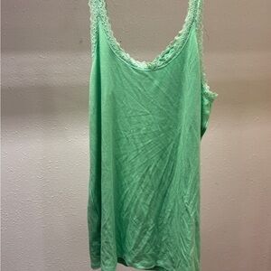 Lime Green Lace Trim Tank Top